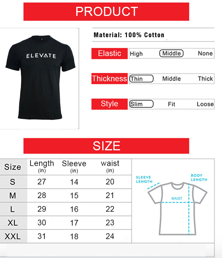 Elevate Gym T-Shirt (Large box) Black - Mens