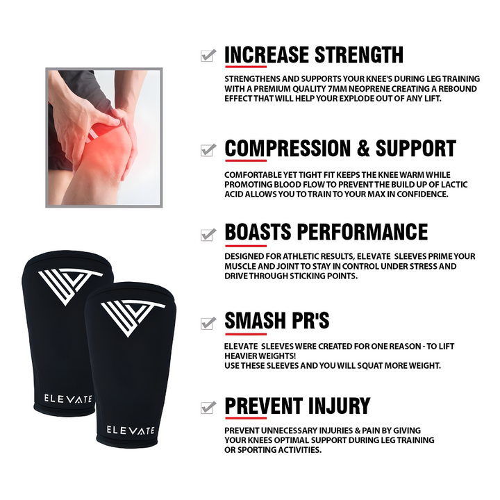 Knee Sleeves - For Weightlifting, Squats, Powerlifting & Crossfit
