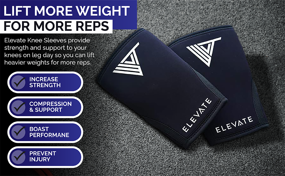 Elevate Knee Sleeves - Perfect for Weightlifting, Squats, Powerlifting & Crossfit