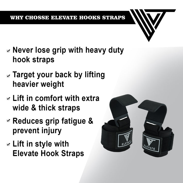 Gym Hook Straps - Metal Hooks Never Lose Grip